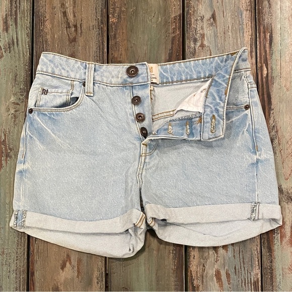 River Island Pants - River Island Sz 4 (UK 8) Button Fly Denim Cuffed Shorts Womens Mid 10” Rise